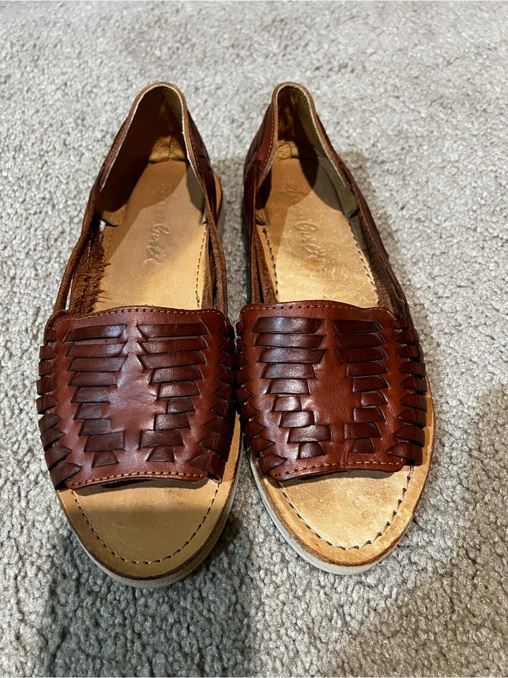 Authentic Leather Woven Huaraches Brown leather woven sandals  #summer size 26